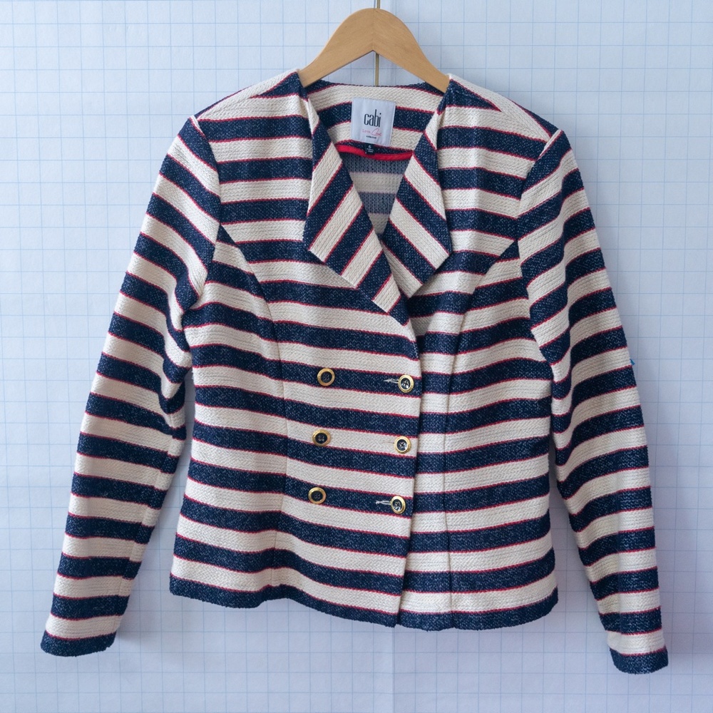 Cabi Cruise Nautical Sailor Striped Jacket - Size 6